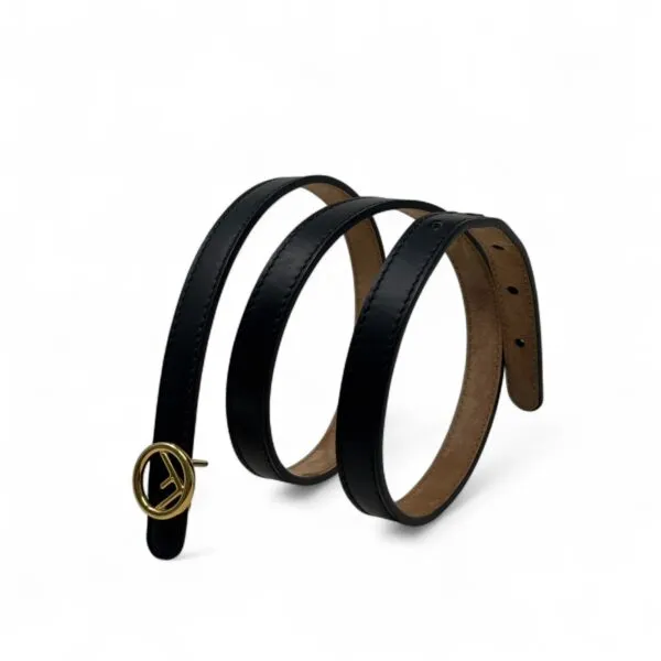 Fendi Black F Logo Slim Belt