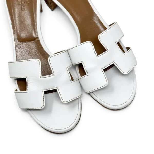 Hermes Blanc Swift Oasis Sandals 37.5 | Jadore Couture
