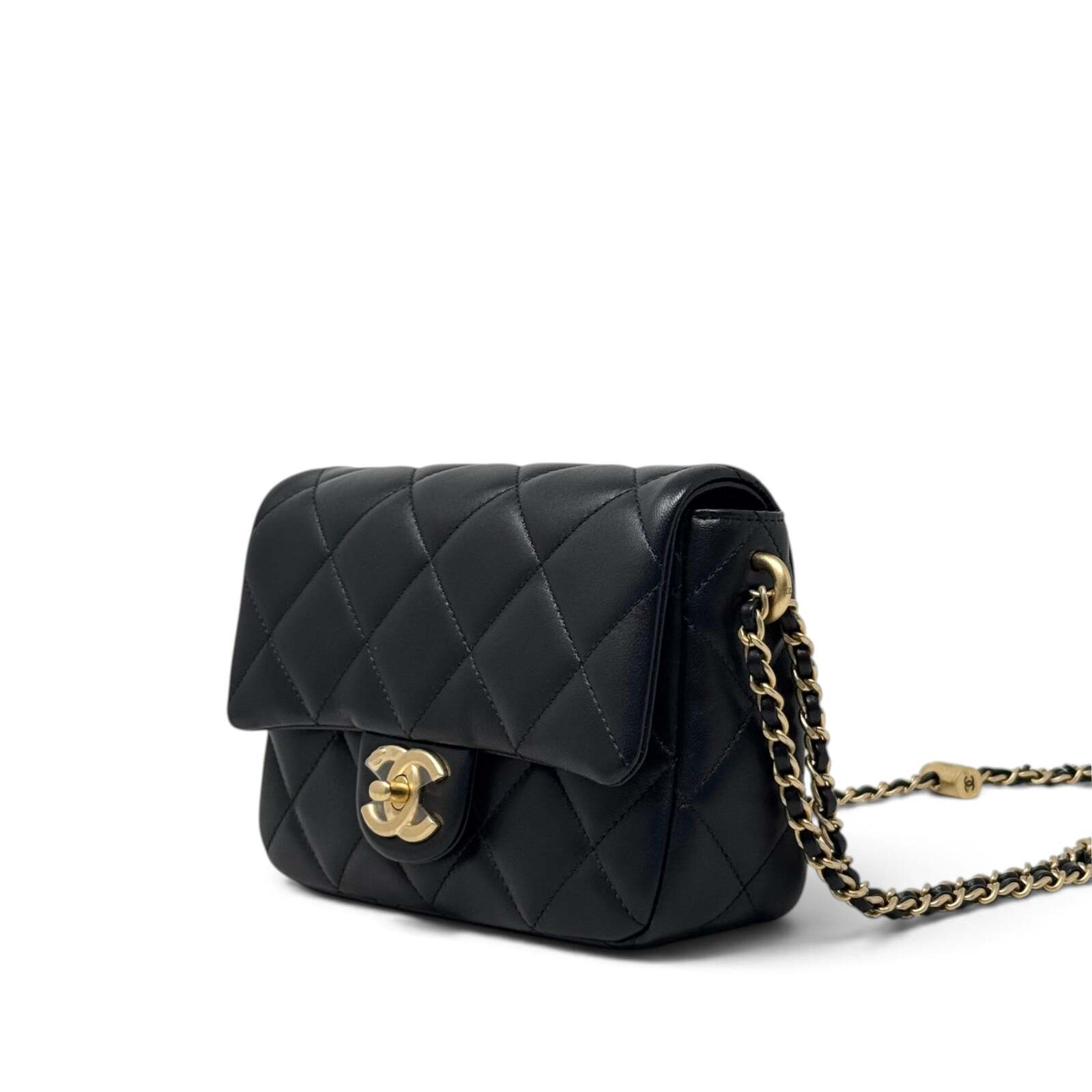 Chanel Black Pearl Twist Mini Square Flap | Jadore Couture