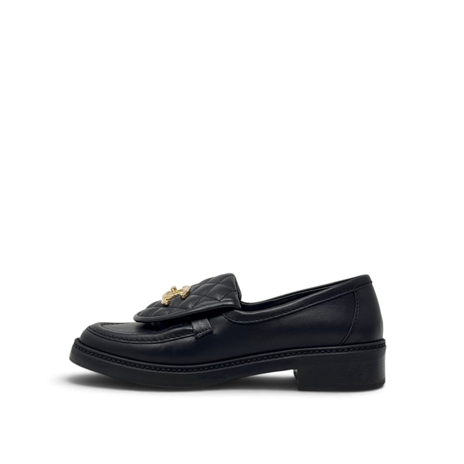 Chanel Black Quilted Turnlock Loafers 37